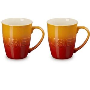 NWT Le Creuset Stoneware set of 2 Extra Large Logo mug, Flame